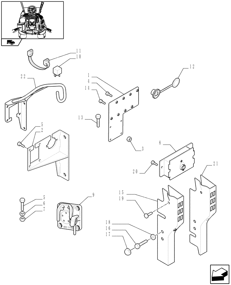 Схема запчастей Case IH PUMA 195 - (1.75.1/11) - (VAR.012-131/1) VIRTUAL TERMINAL MOUNTED ON IMPLEMENT BRACKET - ISO BUS MOUNTING (06) - ELECTRICAL SYSTEMS