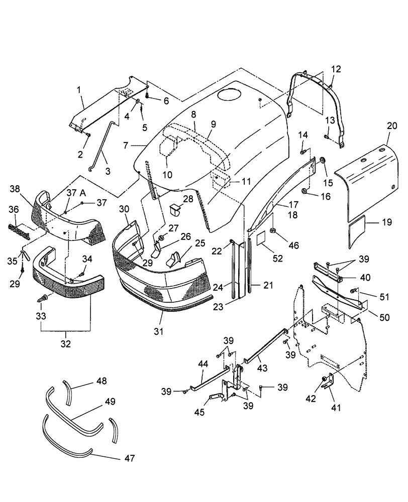 Схема запчастей Case IH DX55 - (08.02) - HOOD (08) - SHEET METAL