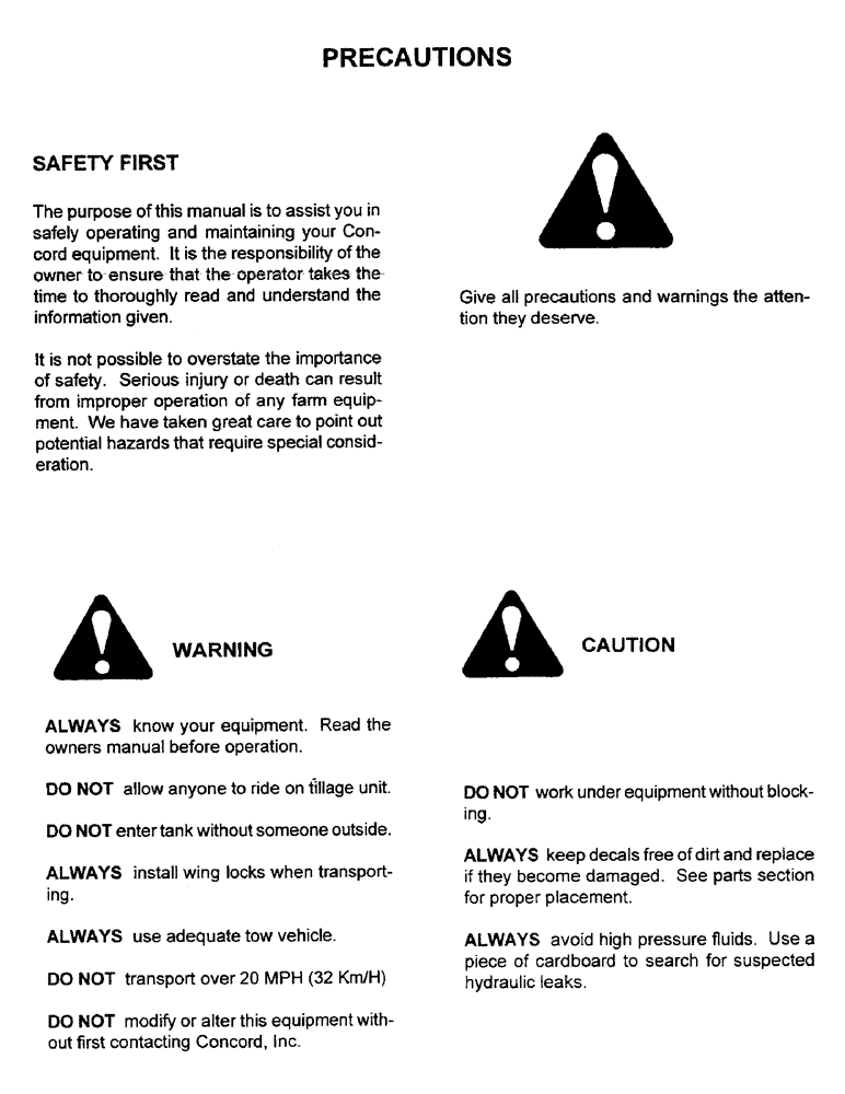 Схема запчастей Case IH 2000 - (B02) - PRECAUTIONS 
