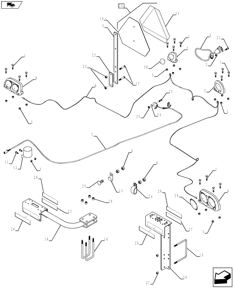 Схема запчастей Case IH 930 - (55.404.01) - ELECTRICAL LIGHTING / BRACKETS (55) - ELECTRICAL SYSTEMS