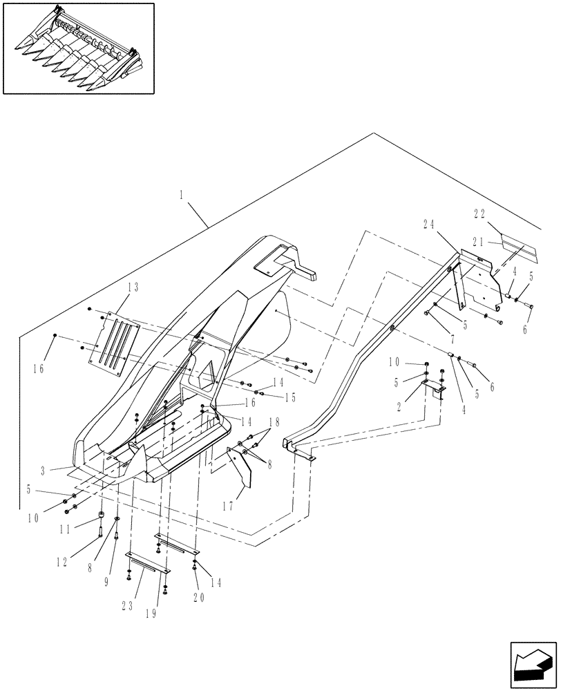 Схема запчастей Case IH 3412-22 - (20.13.08) - OUTER DIVIDERS, HOOD (58) - ATTACHMENTS/HEADERS