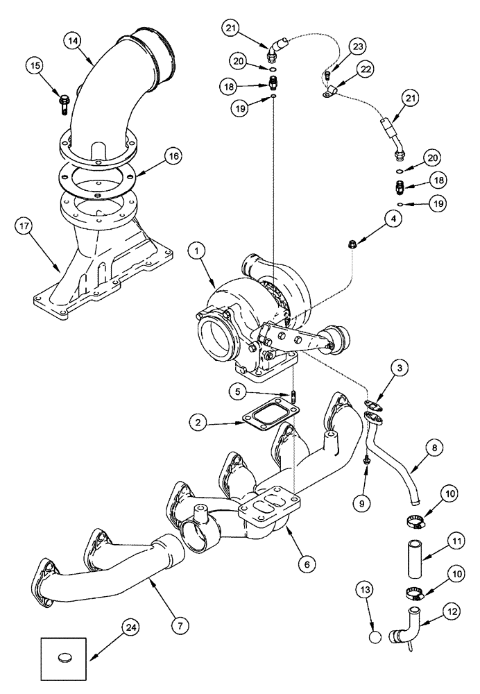 Схема запчастей Case IH FLX4375 - (02-037) - TURBOCHARGER SYSTEM (01) - ENGINE