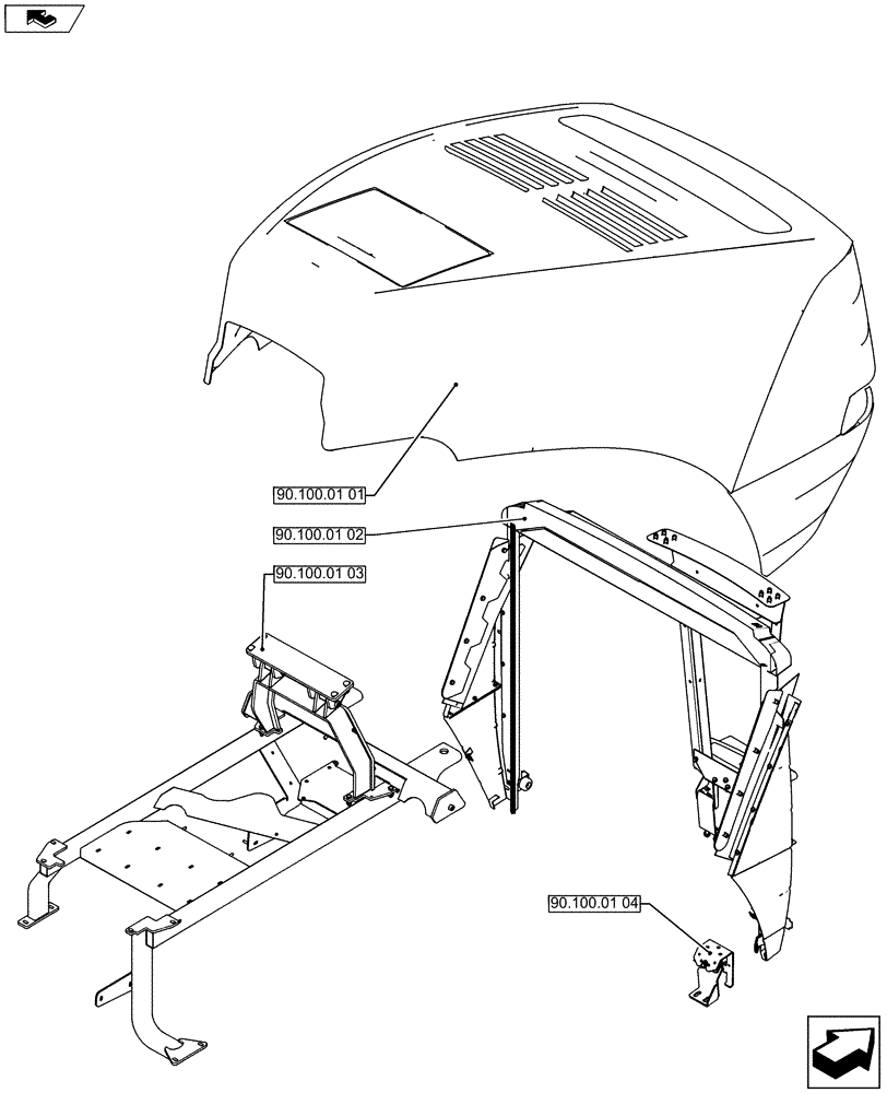 Схема запчастей Case IH STEIGER 400 - (90.000.01) - PICTORIAL INDEX HOOD (90) - PLATFORM, CAB, BODYWORK AND DECALS