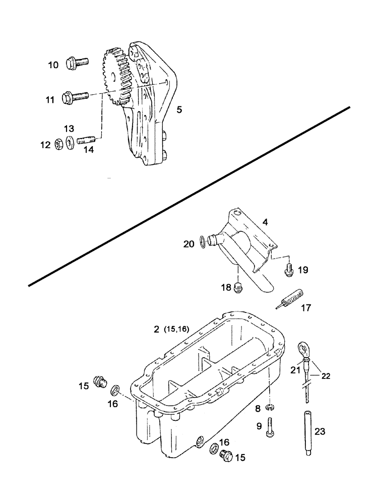 Схема запчастей Case IH C55 - (02-21[01]) - LUBRICATING OIL PUMP - OIL PAN + DIPSTICK / 4WD (02) - ENGINE