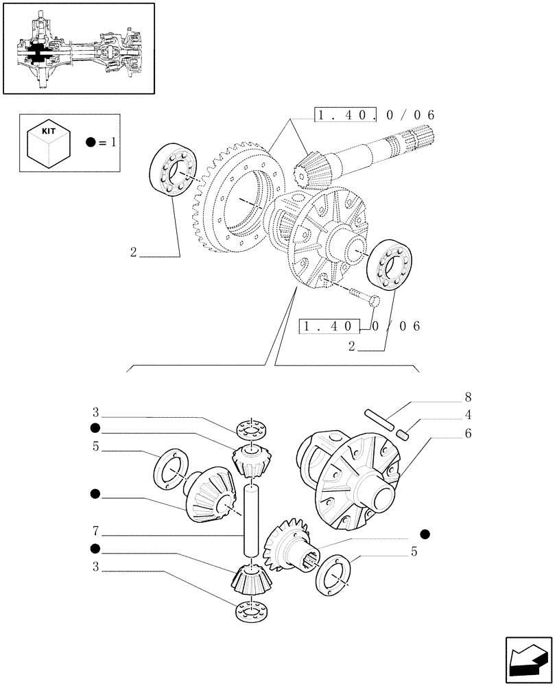 Схема запчастей Case IH MXU115 - (1.40.0/07) - 4WD FRONT AXLE - DIFFERENTIAL LOCKING (04) - FRONT AXLE & STEERING