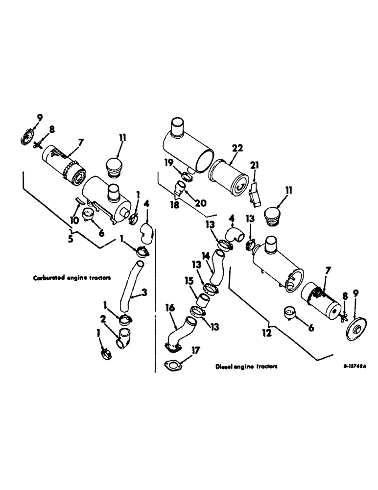 Схема запчастей Case IH 656 - (E-03) - FUEL SYSTEM, AIR CLEANER AND CONNECTIONS, INTERNATIONAL TRACTORS (02) - FUEL SYSTEM