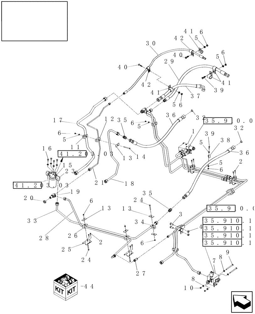 Схема запчастей Case IH 7010 - (35.752.03[04]) - HYDRAULICS, SPREADER AND ROTARY SCREEN DRIVE - FROM PIN HAJ202001 - 8010 (35) - HYDRAULIC SYSTEMS