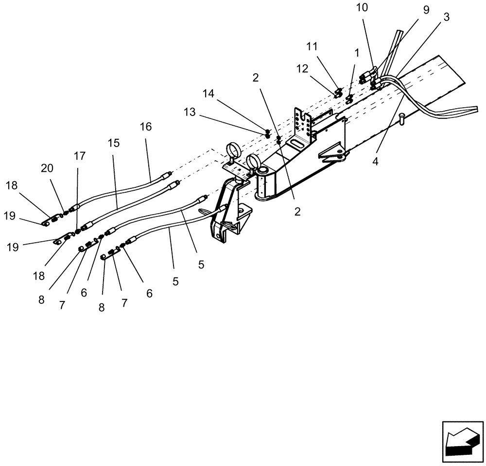Схема запчастей Case IH 1250 - (35.310.02[02]) - HYDRAULICS - SUPPLY & RETURN HOSES, 24 ROW BULK FILL, DRAWBAR HITCH AND DIRECT DRIVE ASN Y9S007001 (35) - HYDRAULIC SYSTEMS