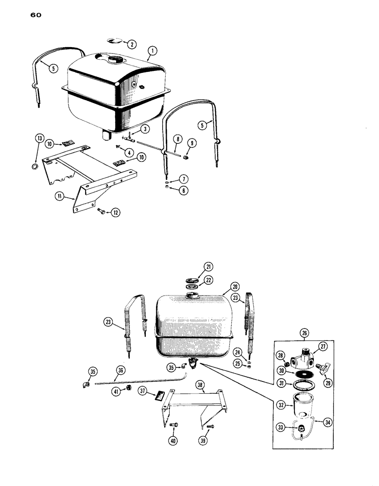 Схема запчастей Case IH A301D - (60) - FUEL TANK SYSTEM, TYPE THREE DIESEL UNITS / TYPE THREE GASOLINE UNITS 