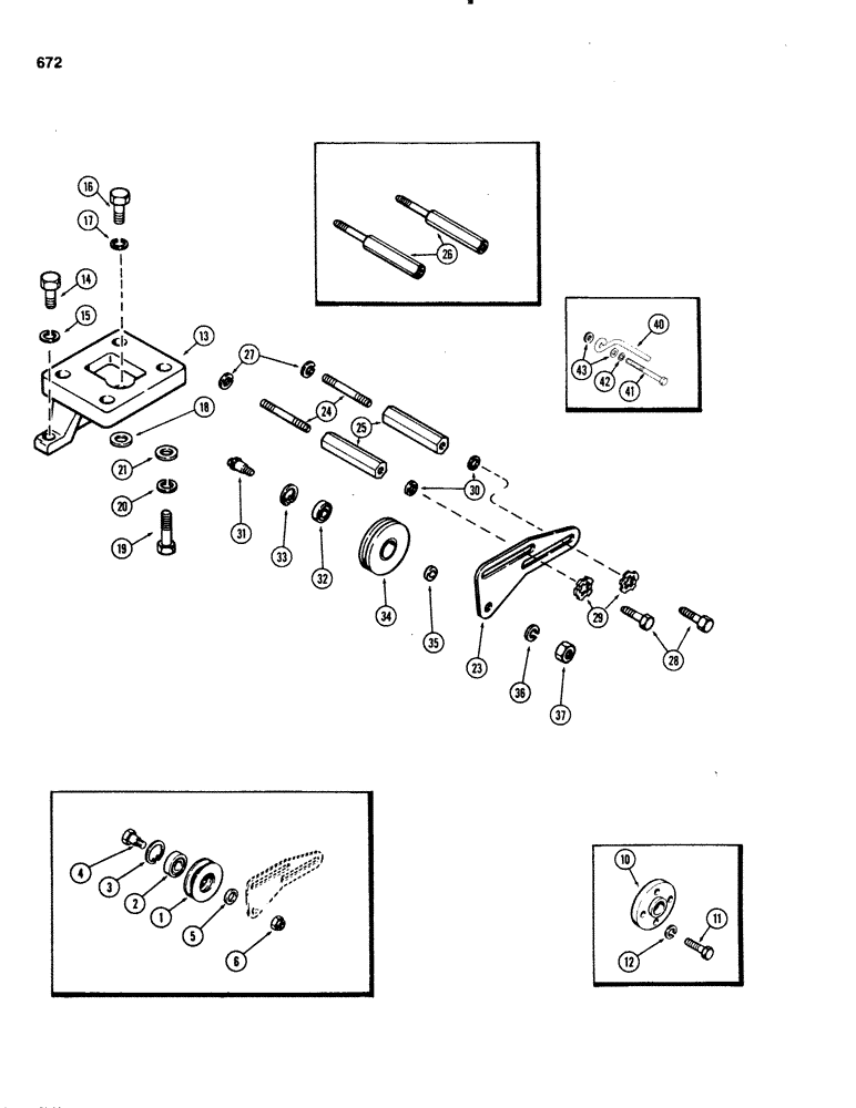 Схема запчастей Case IH 1070 - (0672) - IDLER PULLEY KIT, 11 MM PULLEY, USED TRACTOR SERIAL NUMBERS 8686964 TO 8693001 (09) - CHASSIS/ATTACHMENTS