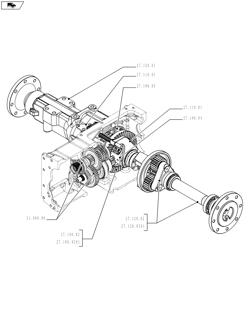 Схема запчастей Case IH FARMALL 75C - (27.000.00) - PICTORIAL INDEX - REAR DRIVE AXLE (27) - REAR AXLE SYSTEM