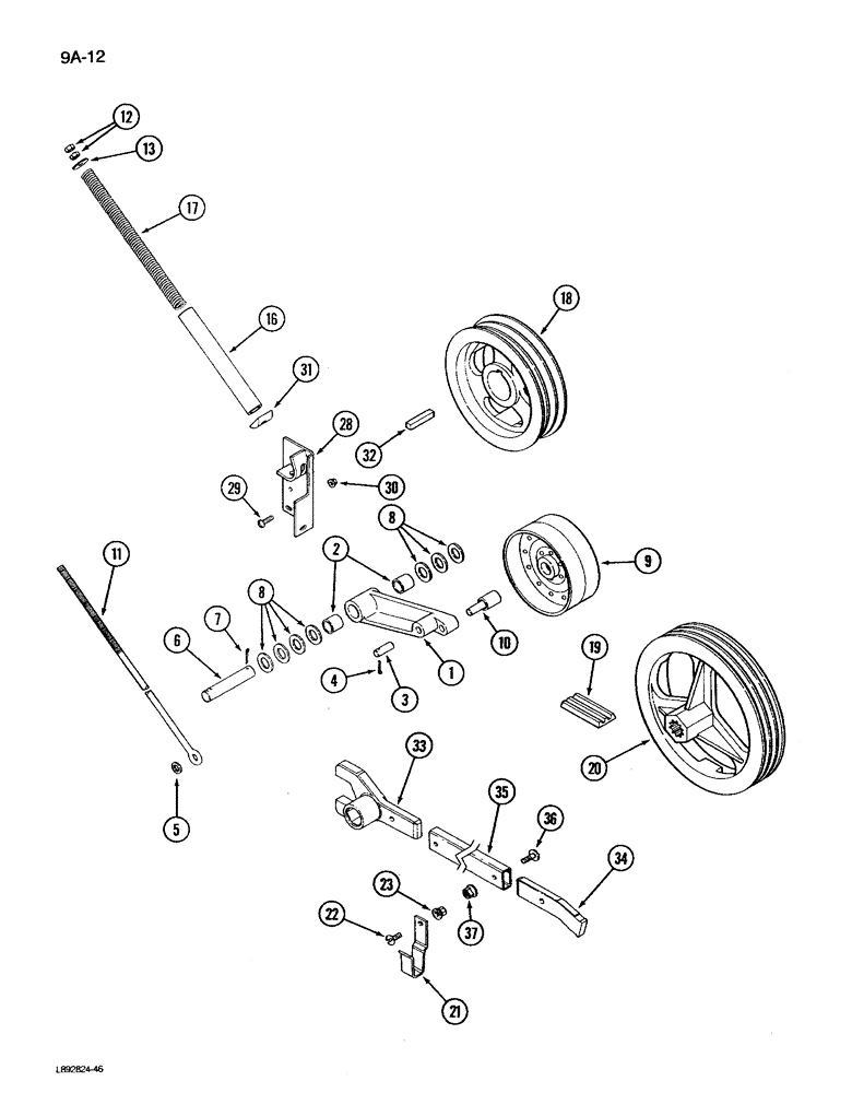 Схема запчастей Case IH 1680 - (9A-12) - SEPARATOR DRIVE PULLEY AND IDLER (13) - FEEDER