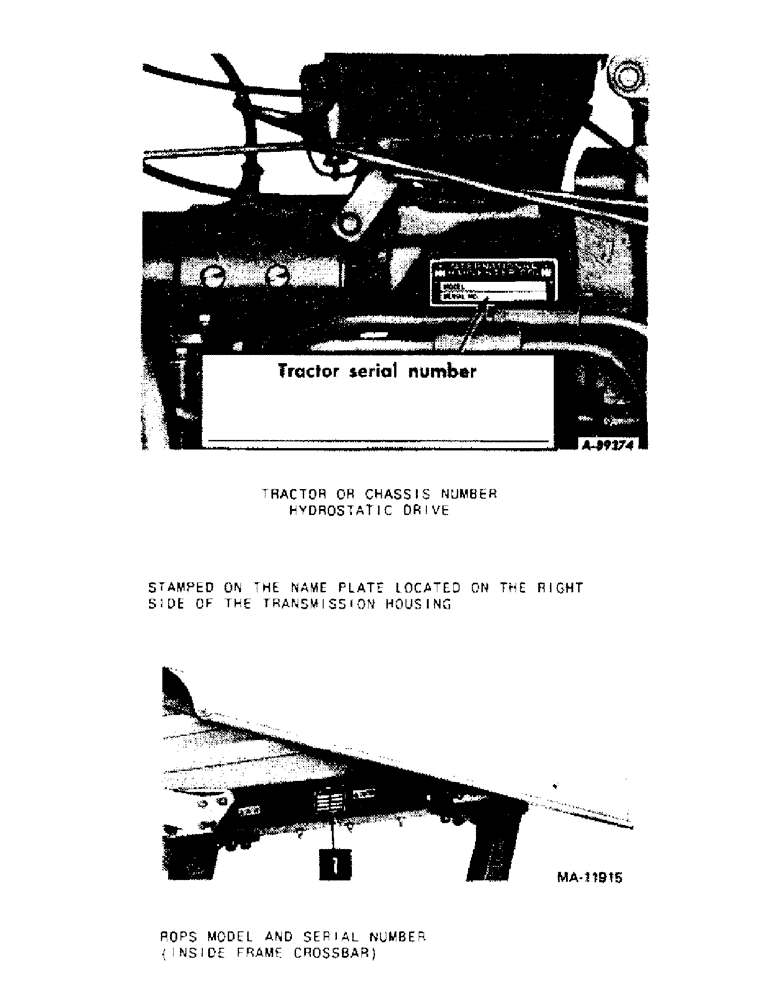 Схема запчастей Case IH 686 - (00-07) - INTRODUCTION - SERIAL NUMBER LOCATIONS (00) - GENERAL