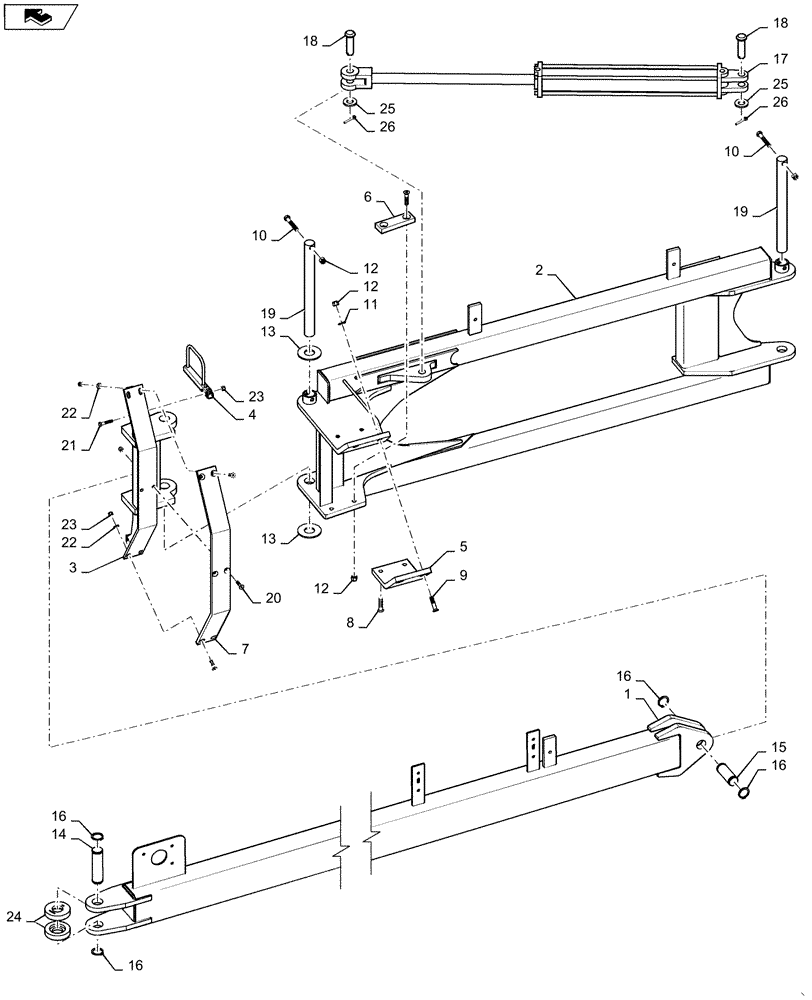 Схема запчастей Case IH 1265 - (39.140.AC[03]) - DRAFT LINK RIGHT HAND 80 FOOT FOR 32/30 (39) - FRAMES AND BALLASTING
