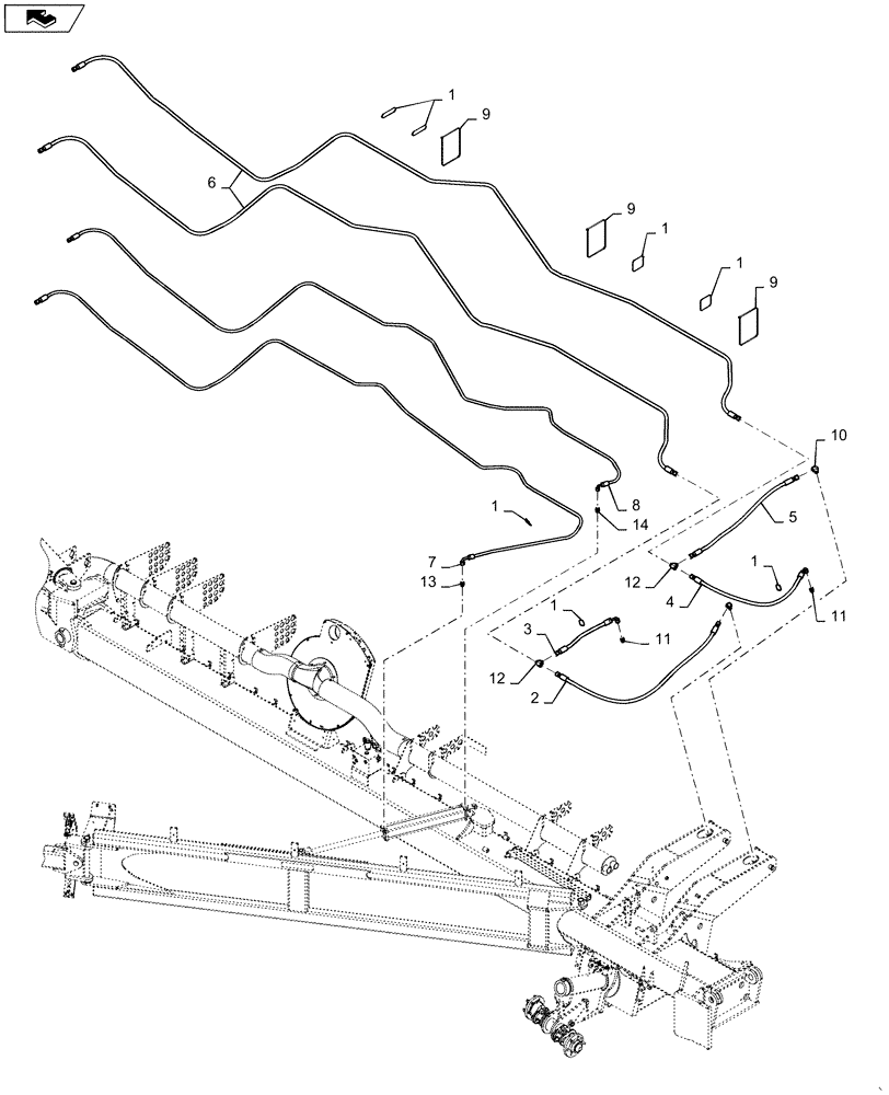 Схема запчастей Case IH 1265 - (35.944.AI[16]) - HYDRAUICS HOSES AND FITTINGS LEFT FOR 36/20 (35) - HYDRAULIC SYSTEMS
