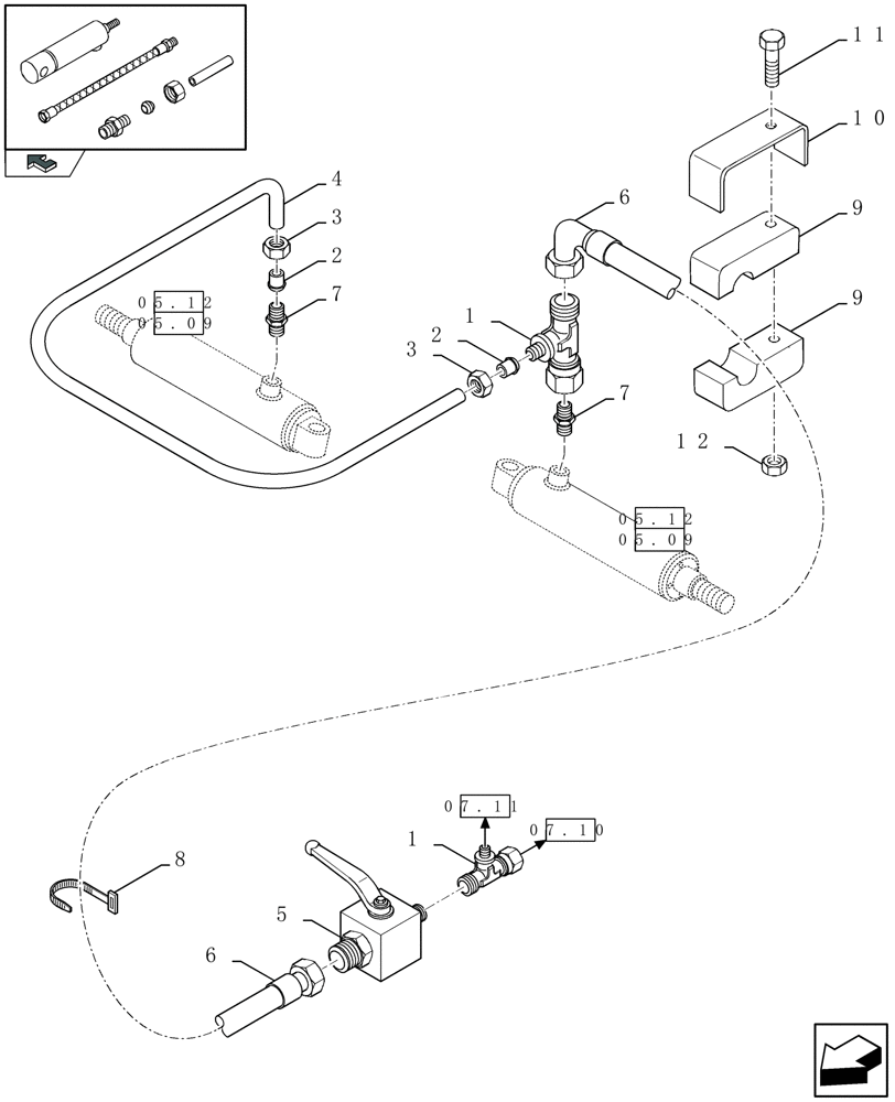Схема запчастей Case IH LBX332R - (07.12[01]) - TANDEM AUTO-STEER AXLE (07) - HYDRAULIC SYSTEM