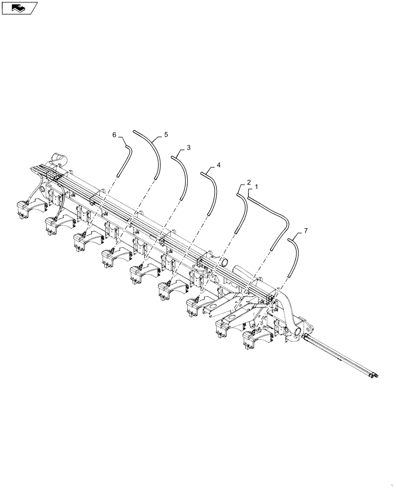 Схема запчастей Case IH 1265 - (79.904.AA[12]) - BULK FILL HOSE MIDDLE RIGHT FOR 36/30 (79) - PLANTING