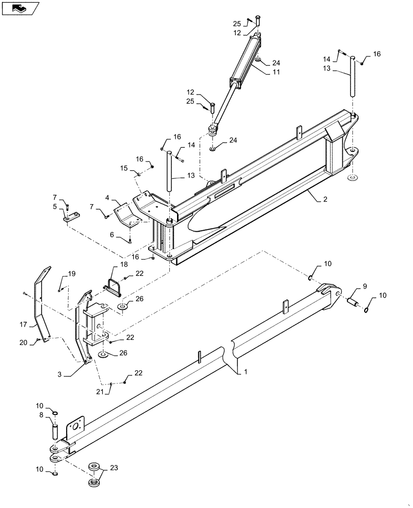 Схема запчастей Case IH 1265 - (39.140.AC[02]) - DRAFT LINK 90 FOOT LEFT HAND FOR 36/30 (39) - FRAMES AND BALLASTING