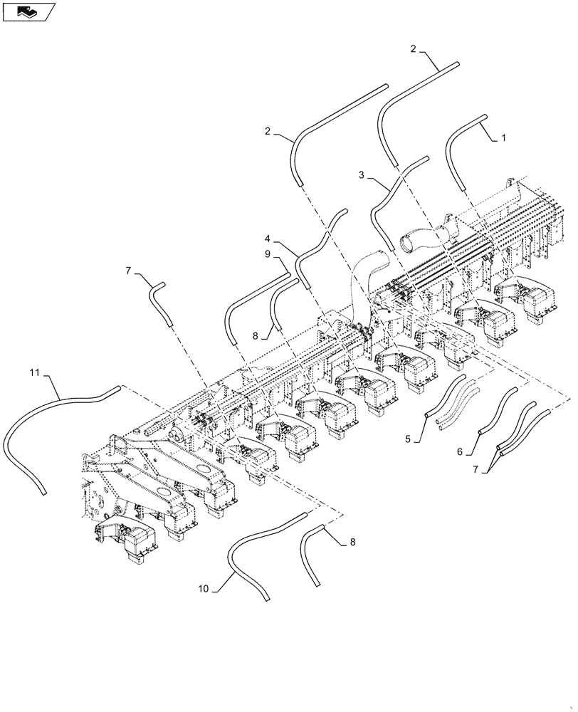 Схема запчастей Case IH 1265 - (79.904.AA[20]) - BULK FILL HOSE LEFT FOR 36/20 (79) - PLANTING