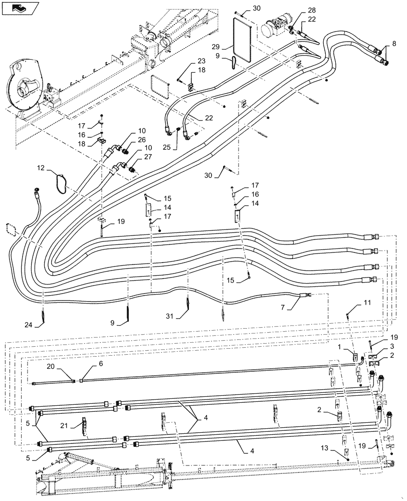 Схема запчастей Case IH 1265 - (35.944.AI[06]) - HYDRAULIC DRAFT TUBES, RIGHT FOR 36/22 (35) - HYDRAULIC SYSTEMS
