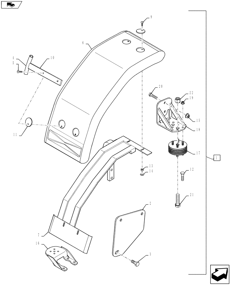 Схема запчастей Case IH MAGNUM 235 - (88.090.01[01]) - DIA KIT, MFD FENDER, NARROW (88) - ACCESSORIES