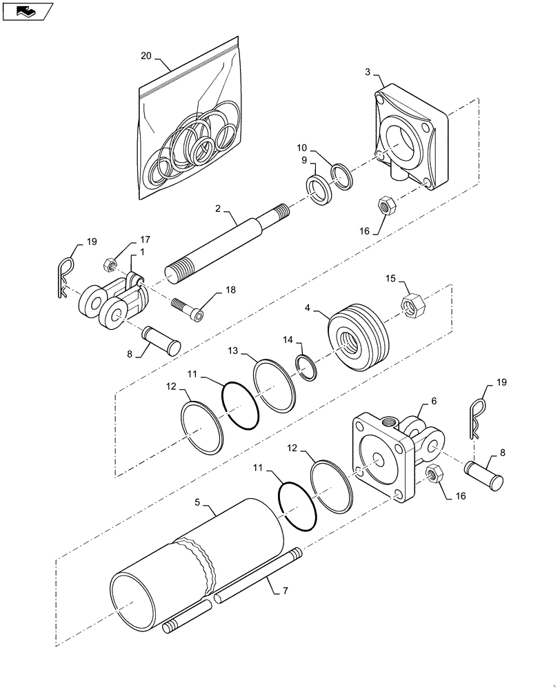Схема запчастей Case IH 4025 - (35.746.AB[01]) - MARKER HYDRAULIC CYLINDER (35) - HYDRAULIC SYSTEMS