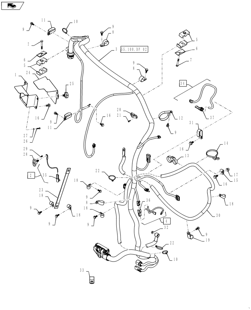 Схема запчастей Case IH MAGNUM 260 - (55.015.AB[01]) - WIRE HARNESS, FRONT FRAME, ASSY (55) - ELECTRICAL SYSTEMS
