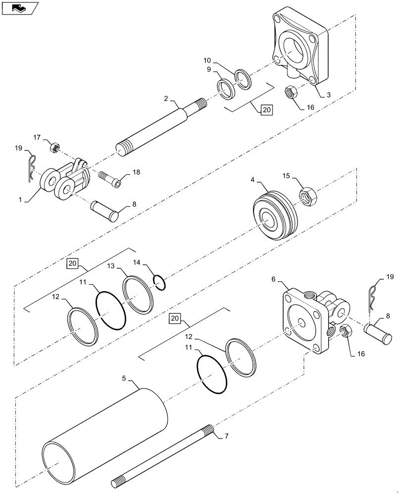 Схема запчастей Case IH 4025 - (35.100.BI[05]) - DOWN PRESSURE HYDRAULIC CYLINDER (35) - HYDRAULIC SYSTEMS