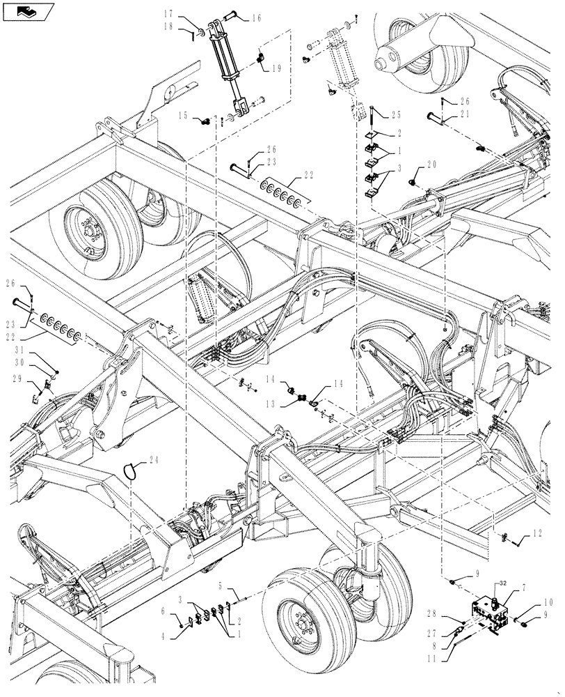 Схема запчастей Case IH 500T - (35.944.AI[04]) - 30 FOOT HYDRAULIC HOSE ROUTING (35) - HYDRAULIC SYSTEMS