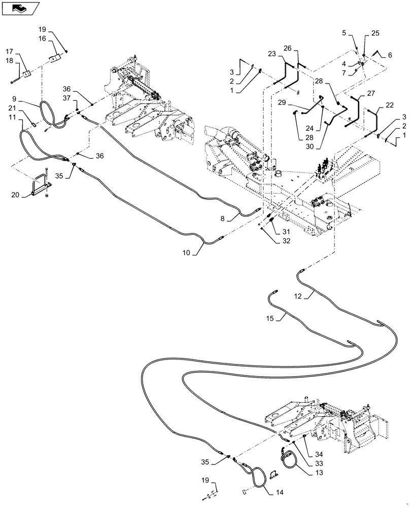 Схема запчастей Case IH 1265 - (35.746.AC[04]) - MARKER HYDRAULICS FOR 36/20 (35) - HYDRAULIC SYSTEMS