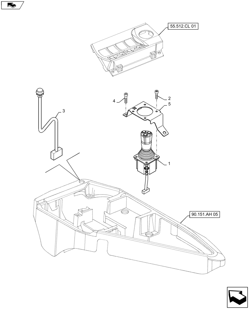 Схема запчастей Case IH MAXXUM 115 - (55.512.CL[03]) - VAR - 337782, 743687 - ELECTRONIC JOYSTICK WITH 3 BUTTONS FOR AUXILIARY SELECTION JOYSTICK (55) - ELECTRICAL SYSTEMS