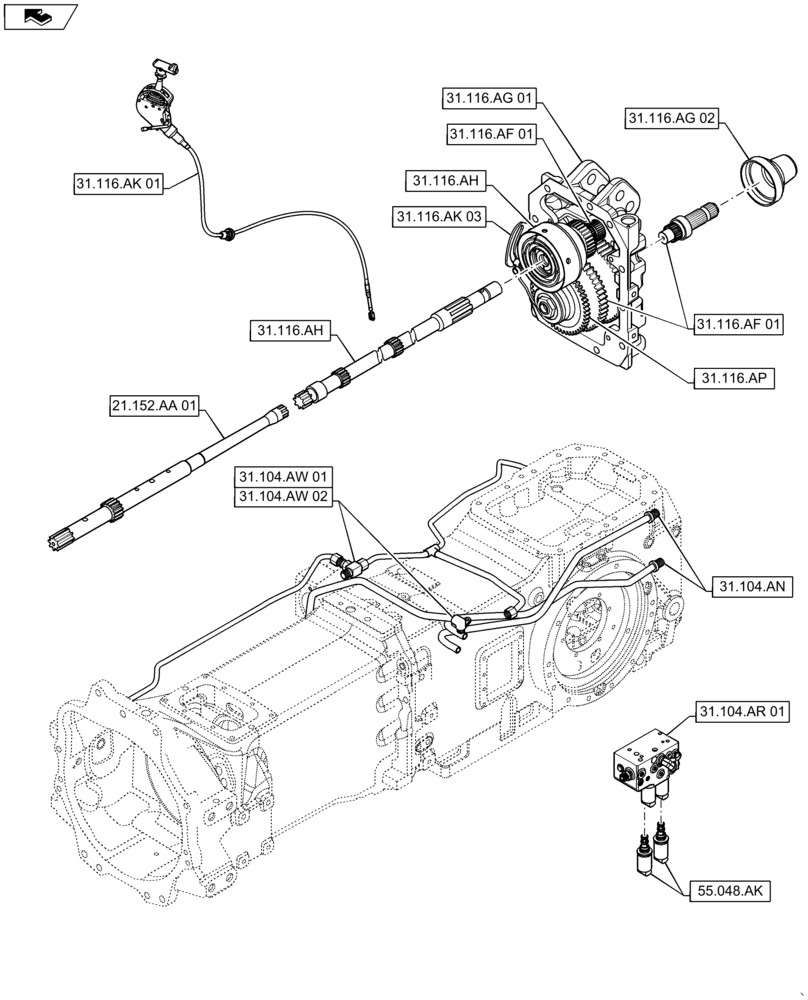 Схема запчастей Case IH MAXXUM 110 - (31.000.00) - SECTION INDEX - IMPLEMENT POWER TAKE-OFF (31) - IMPLEMENT POWER TAKE OFF