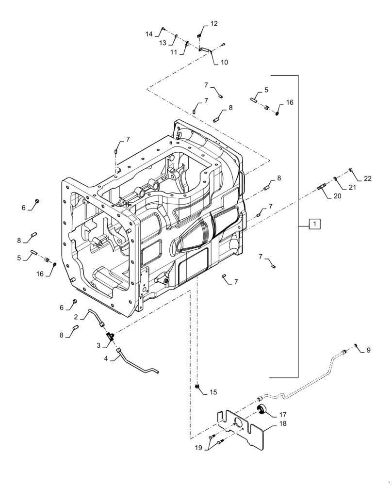 Схема запчастей Case IH MAGNUM 370 - (21.504.AK[02]) - TRANSMISSION - CVT - MAIN HOUSING ASSY (21) - TRANSMISSION