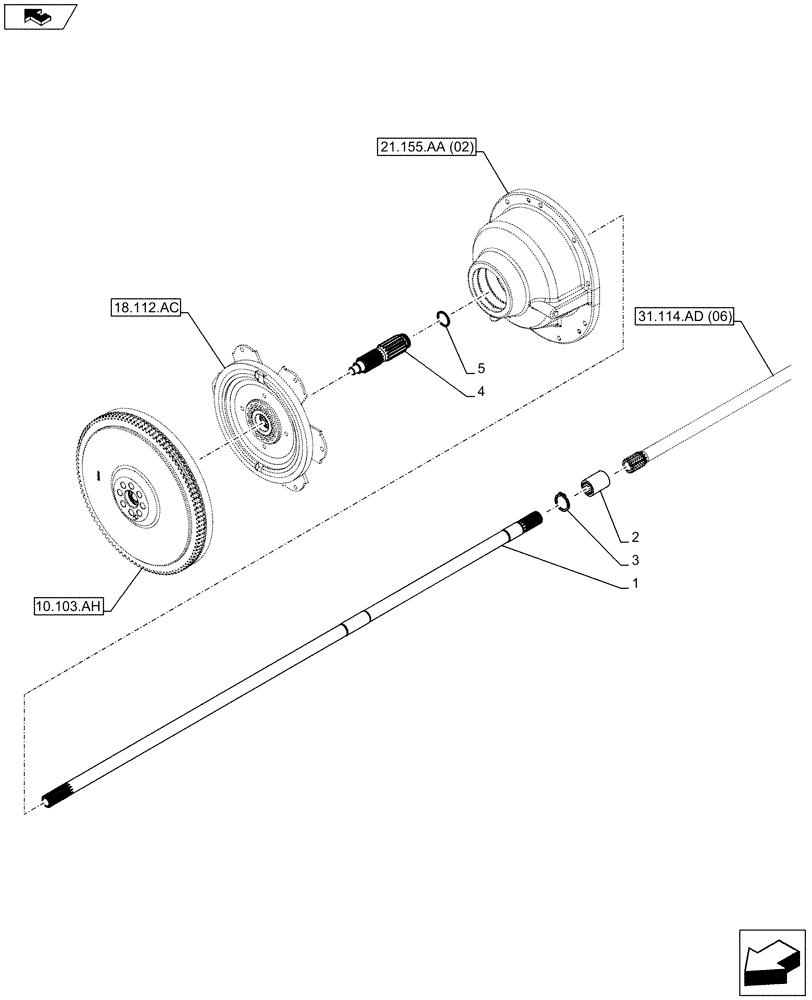Схема запчастей Case IH FARMALL 85C - (31.114.AD[05]) - VAR - 743594 - PTO 540/1000 RPM, POWERSHUTTLE, HYDRAULIC, SHAFT, FRONT - NA (31) - IMPLEMENT POWER TAKE OFF
