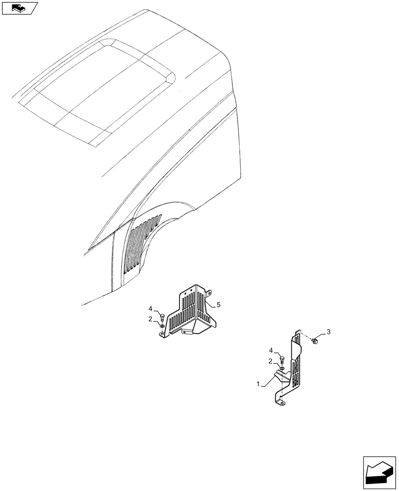 Схема запчастей Case IH FARMALL 115C - (90.100.AF[02]) - HOOD, PROTECTION PLATE (90) - PLATFORM, CAB, BODYWORK AND DECALS