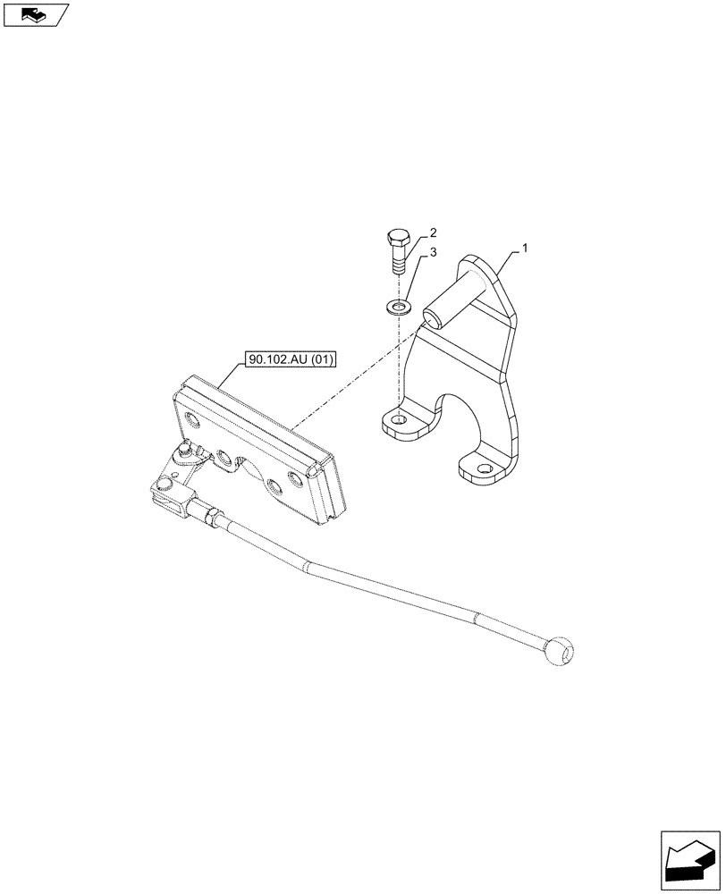 Схема запчастей Case IH FARMALL 115C - (90.102.AU[02]) - HOOD, LOCKING DEVICE (90) - PLATFORM, CAB, BODYWORK AND DECALS