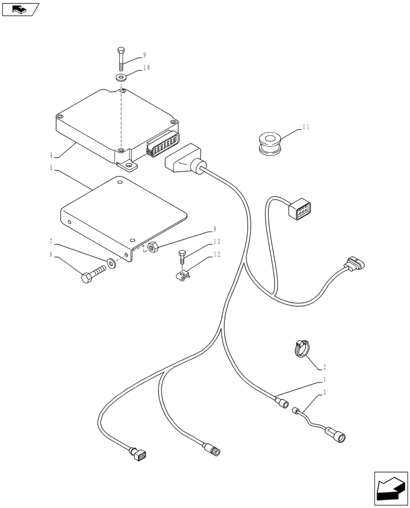 Схема запчастей Case IH MAXXUM 115 - (55.047.AE) - VAR - 330631, 331631, 743723 - FAST STEERING - ELECTRONIC CONTROL MODULE AND HARNESS (55) - ELECTRICAL SYSTEMS