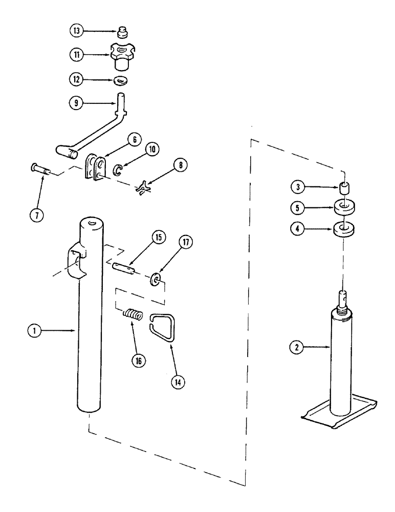 Схема запчастей Case IH 4500 - (9-064) - TRACTOR HITCH JACK, WING TYPE MODEL (09) - CHASSIS/ATTACHMENTS