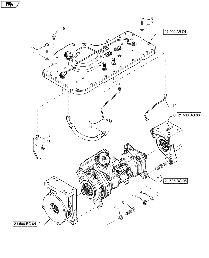 Схема запчастей Case IH MAGNUM 370 - (21.504.AB[03]) - TRANSMISSION - CVT - TOP COVER ASSY. (21) - TRANSMISSION