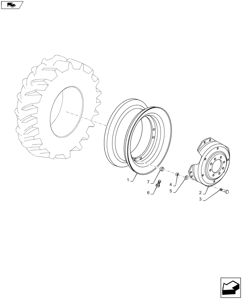 Схема запчастей Case IH MAXXUM 140 - (44.520.AF[05]) - VAR - 8373401 - REAR WHEELS (44) - WHEELS