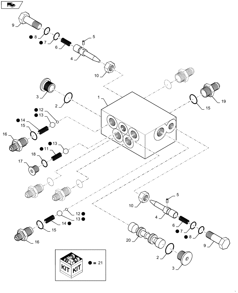 Схема запчастей Case IH 1625 - (35.746.AA[02]) - MARKER SEQUENCE VALVE (35) - HYDRAULIC SYSTEMS