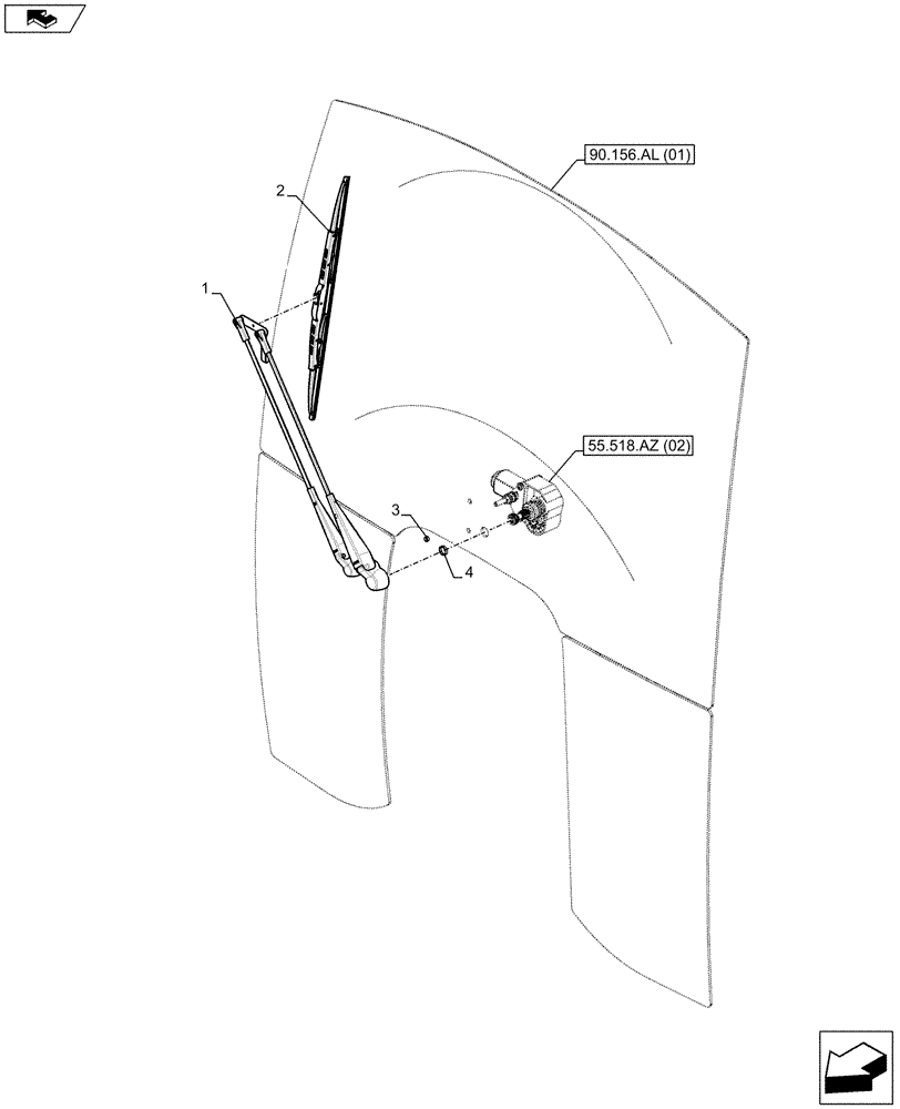 Схема запчастей Case IH FARMALL 115C - (55.518.AW[02]) - VAR - 3391606, 332606, 333606, 334179, 334180, 334181, 334183, 334185, 334211, 744588, 336606 - WINDSHIELD WIPER, ARM (55) - ELECTRICAL SYSTEMS