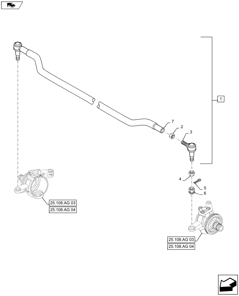 Схема запчастей Case IH MAXXUM 115 - (41.106.AG[01]) - VAR - 330414, 330427 + STD - CL.3 FRONT AXLE - STEERING TRACK ROD (41) - STEERING