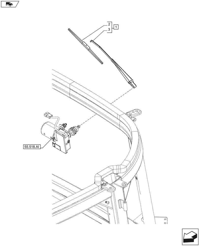 Схема запчастей Case IH FARMALL 95C - (55.518.AH) - VAR - 334180, 334181, 334182, 334183, 334185, 744588 - WIPER ARM (55) - ELECTRICAL SYSTEMS