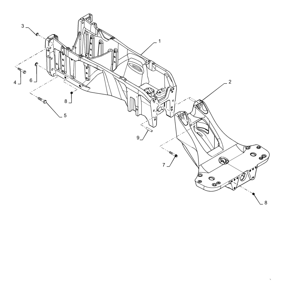 Схема запчастей Case IH MAGNUM 380 - (39.100.AY[01]) - FRONT FRAME AND FRAME EXTENSION - NON SUSPENDED AXLES (39) - FRAMES AND BALLASTING