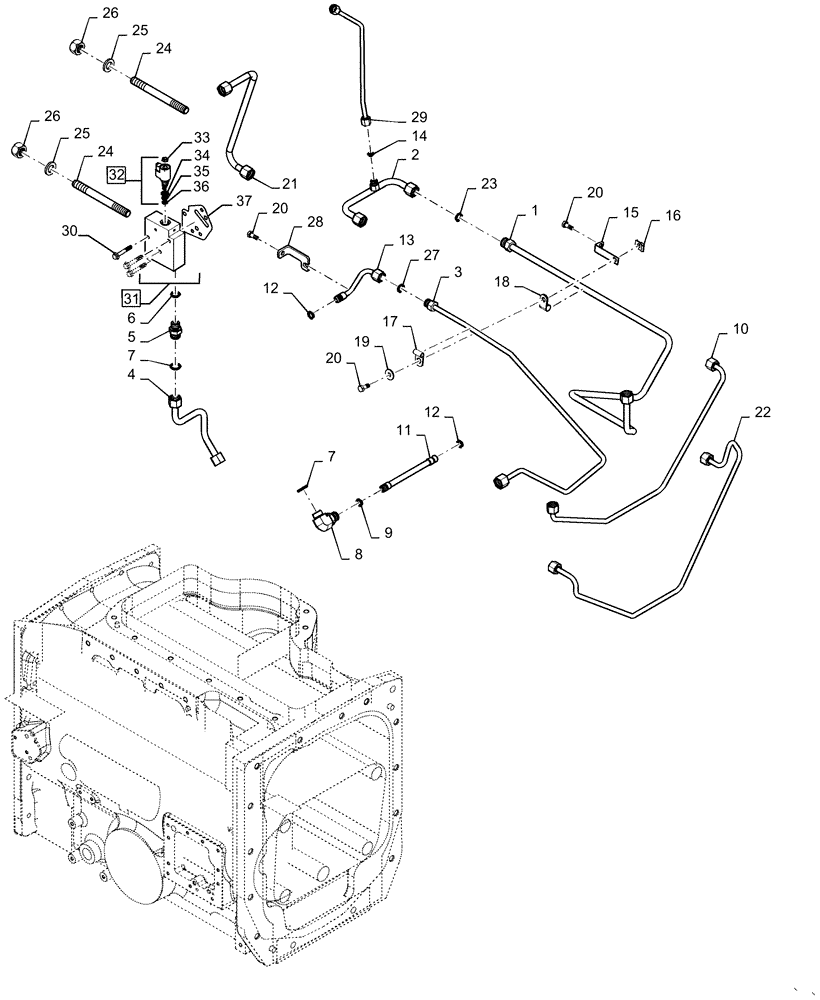 Схема запчастей Case IH MAGNUM 370 - (21.506.BE[01]) - TRANSMISSION - CVT - MAIN HOUSING TUBE ASSY - INTERNAL (21) - TRANSMISSION