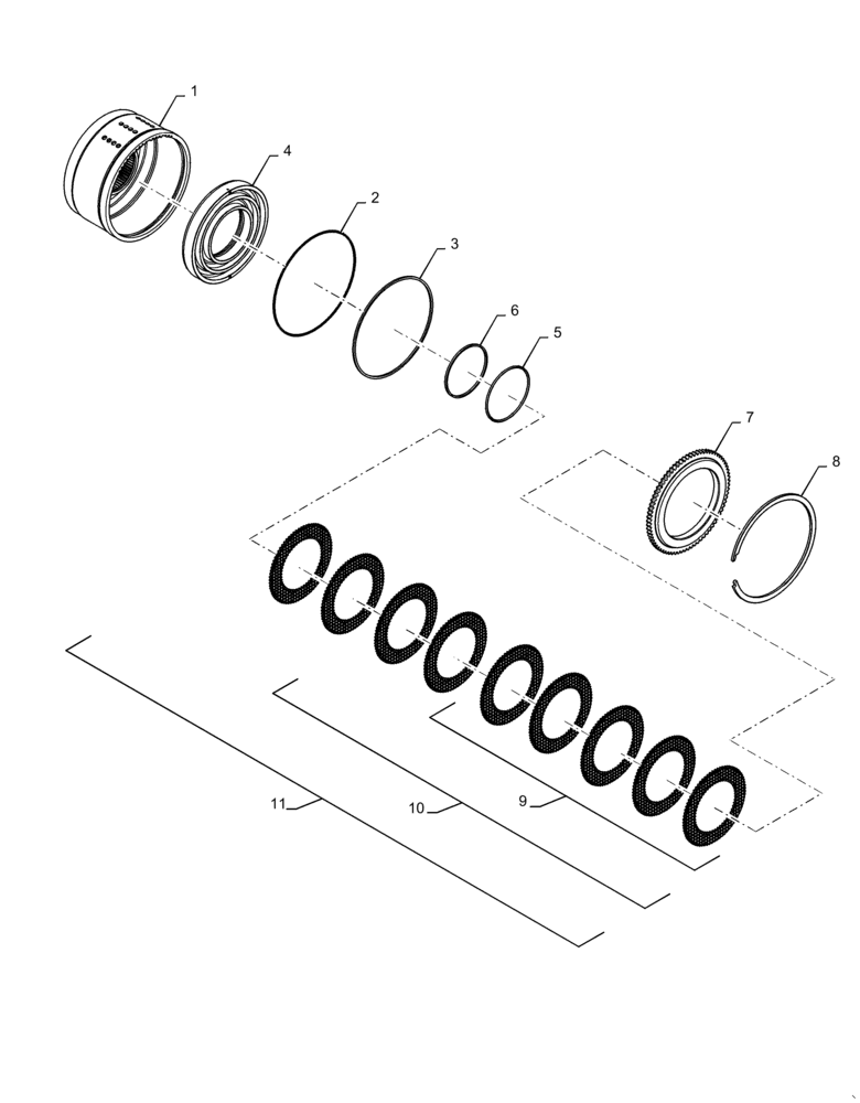 Схема запчастей Case IH MAGNUM 370 - (21.507.AF[01]) - TRANSMISSION - CVT - CLUTCH ASSY - 5, 7 & 9 PLATE (21) - TRANSMISSION