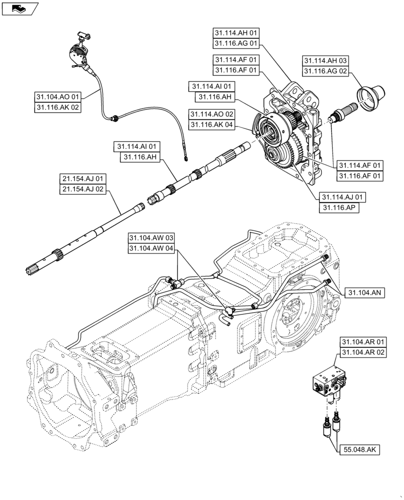 Схема запчастей Case IH MAXXUM 115 - (31.000.00) - SECTION INDEX - IMPLEMENT POWER TAKE-OFF (31) - IMPLEMENT POWER TAKE OFF