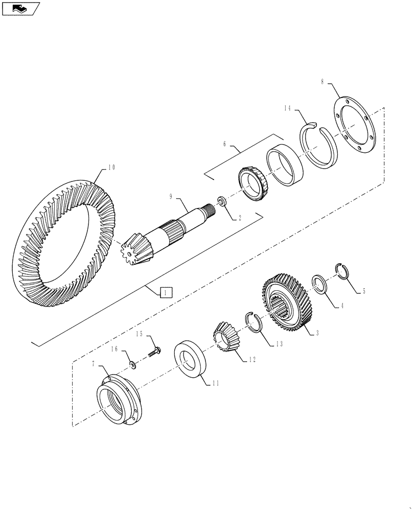 Схема запчастей Case IH MAGNUM 2654 - (27.106.AA[05]) - VAR - 429330, 429331, 429332, 429333 - POWERSHIFT - TRANSMISSION, PINION SHAFT AND GEARS - MAGNUM 250, 280, 2654 (27) - REAR AXLE SYSTEM