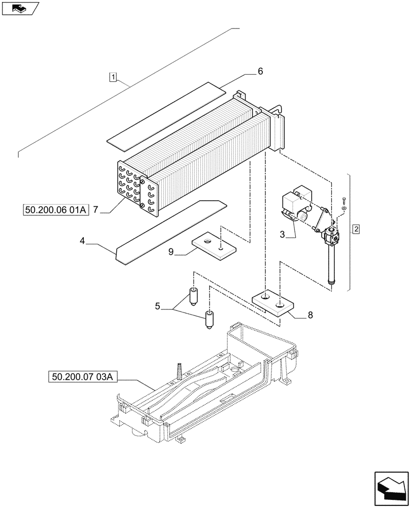 Схема запчастей Case IH PUMA 145 - (50.200.07[02A]) - AIR CONDITIONING WITH ATC - AIR CONDITIONER - BREAKDOWN - D9027 (50) - CAB CLIMATE CONTROL